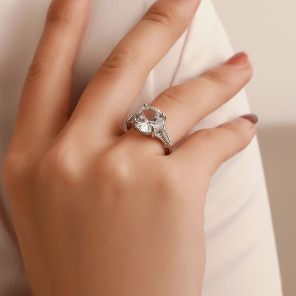 **GREER* Silver x Zircon Fashion Ring Size 8 - Picture 4 of 5